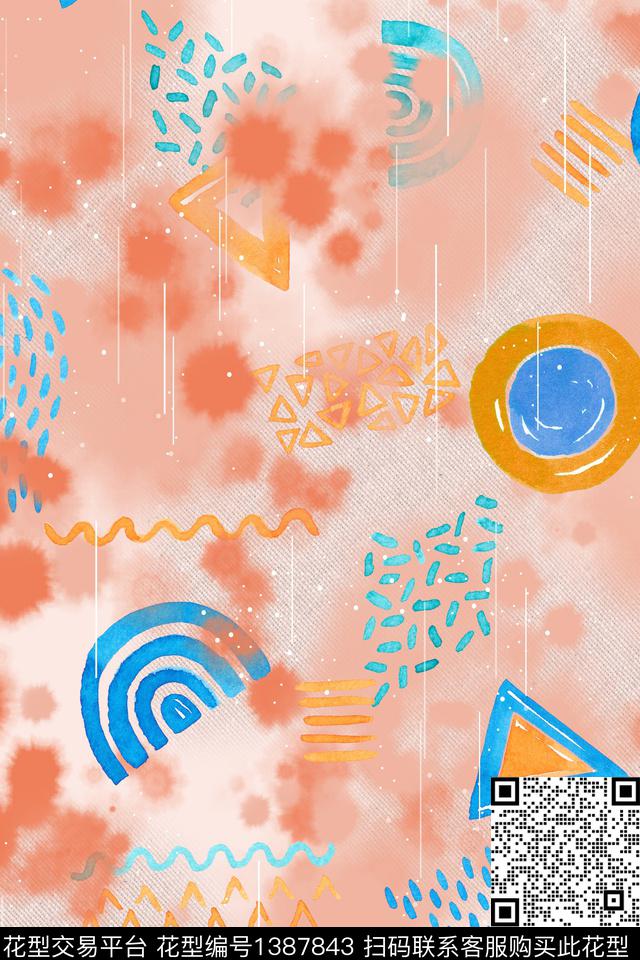 几何底纹圆形数码印花华亿平台下载（图片编号: 1387843） - 瓦栏（Walan）