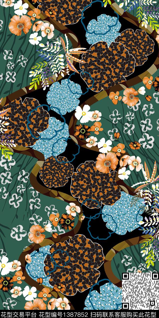 几何时尚炫彩数码印花华亿平台下载（图片编号: 1387852） - 瓦栏（Walan）