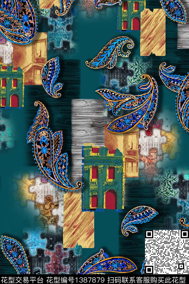 时尚炫彩花卉数码印花华亿平台下载（图片编号: 1387879） - 瓦栏（Walan）