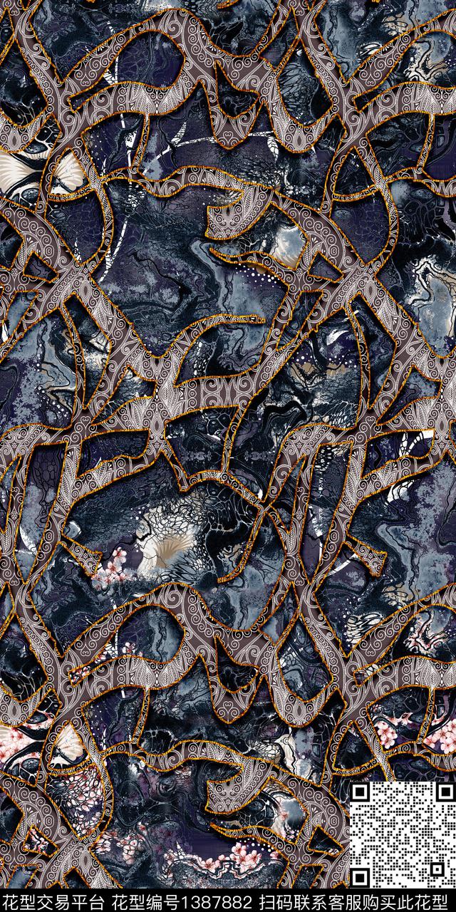 几何数码华亿平台抽象花卉数码印花华亿平台下载（图片编号: 1387882） - 瓦栏（Walan）