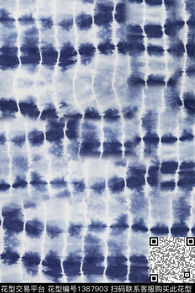 线条蓝色肌理数码印花华亿平台下载（图片编号: 1387903） - 瓦栏（Walan）