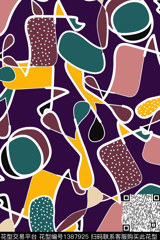 几何线条拼接年轻时尚传统印花华亿平台下载（图片编号: 1387925） - 瓦栏（Walan）