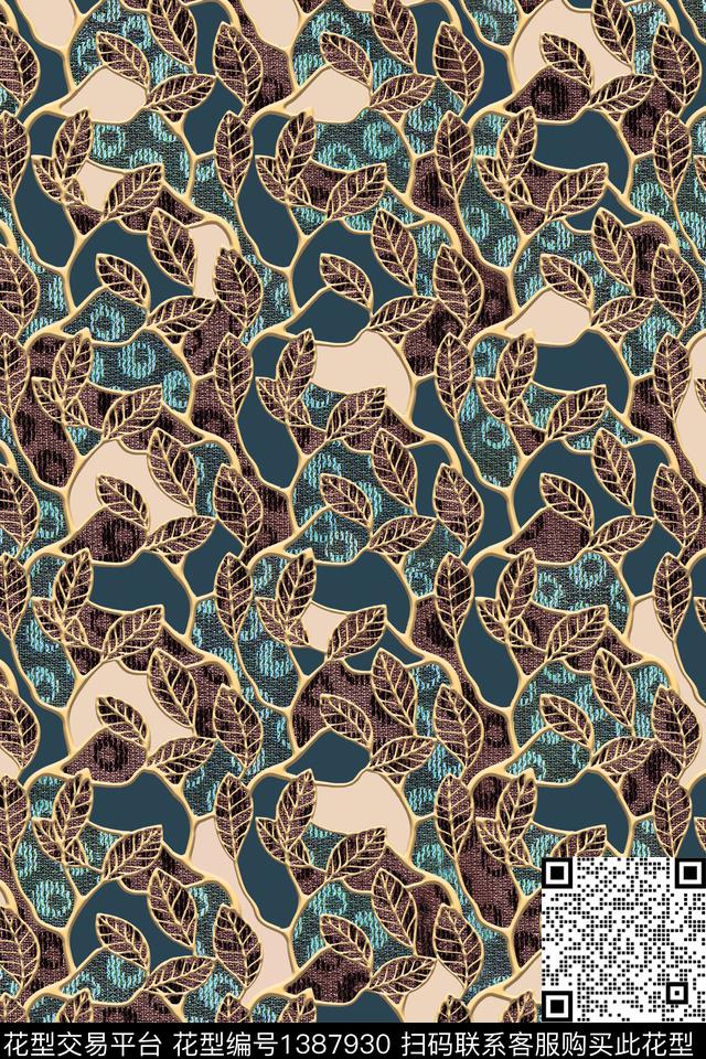 花卉雕印华亿平台混合拼接传统印花华亿平台下载（图片编号: 1387930） - 瓦栏（Walan）