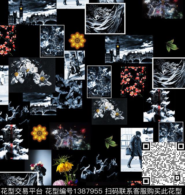 时尚男装大牌风数码印花华亿平台下载（图片编号: 1387955） - 瓦栏（Walan）