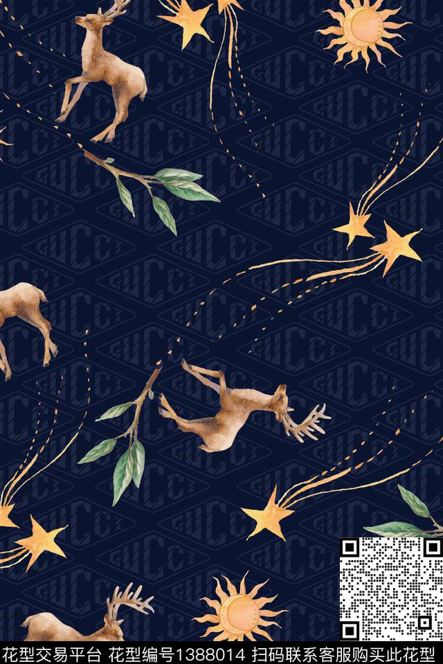 简约大牌风手绘风格数码印花华亿平台下载（图片编号: 1388014） - 瓦栏（Walan）