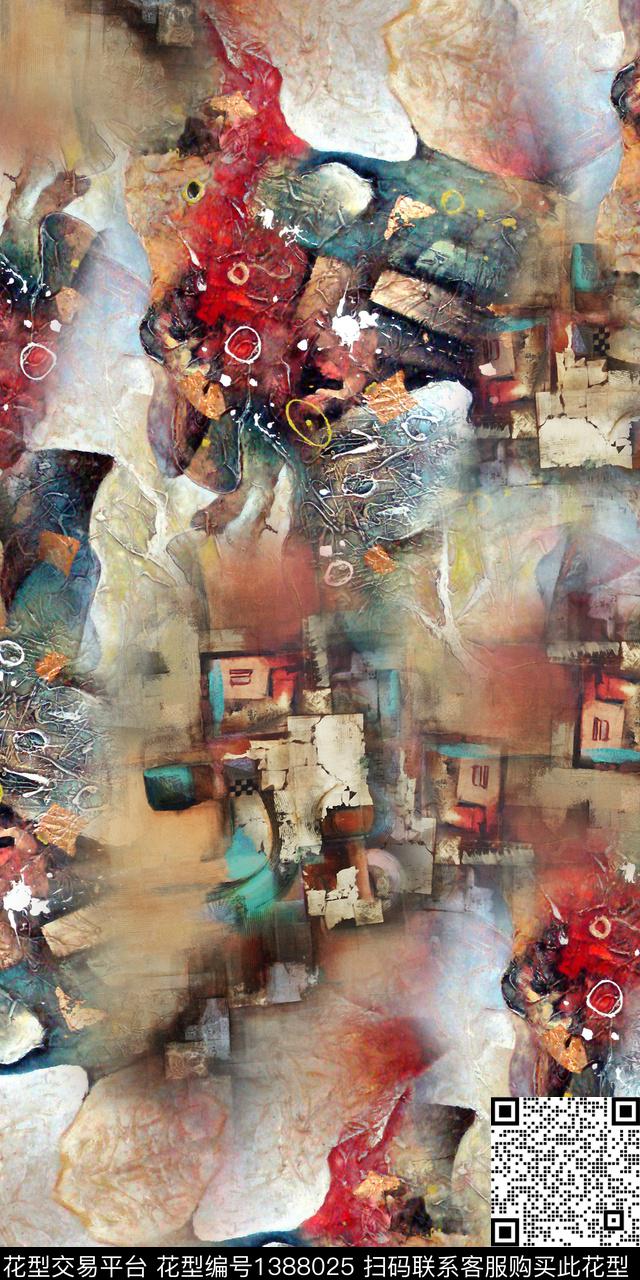 抽象油画华亿平台数码印花华亿平台下载（图片编号: 1388025） - 瓦栏（Walan）