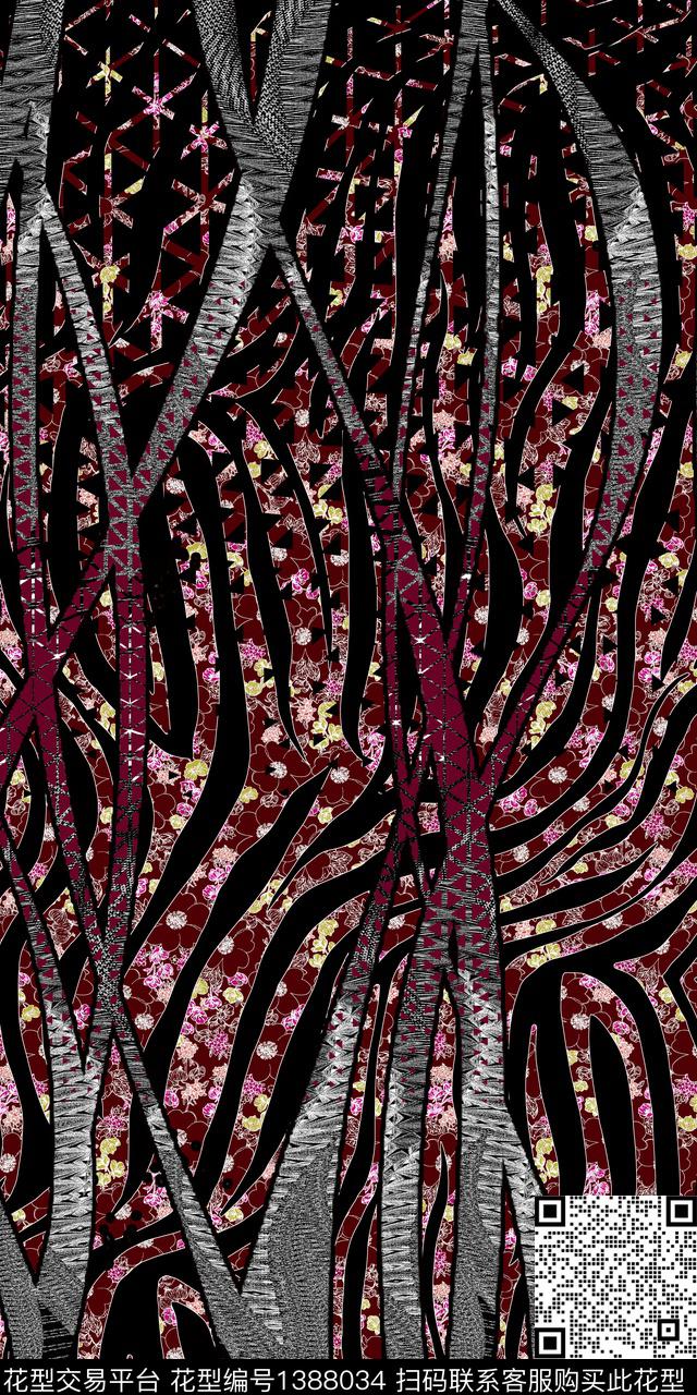 数码华亿平台抽象花卉花卉数码印花华亿平台下载（图片编号: 1388034） - 瓦栏（Walan）