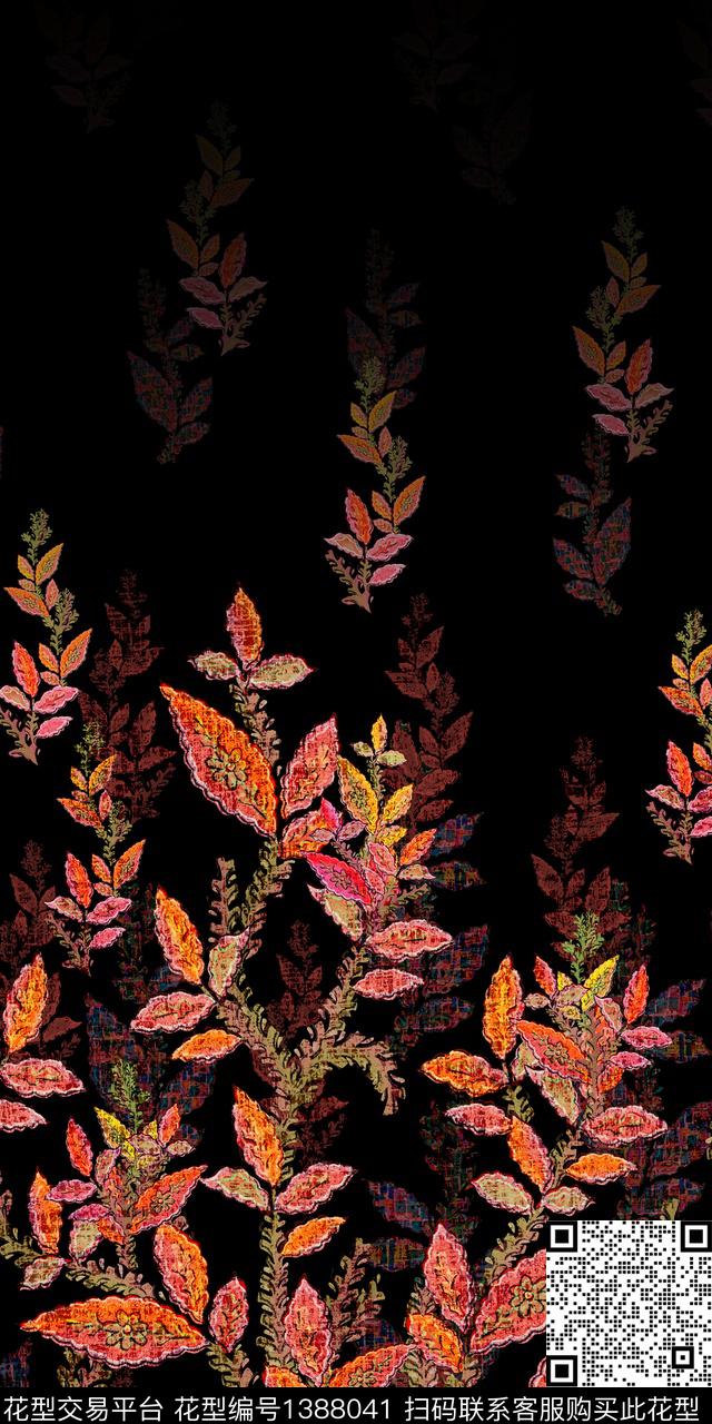 数码华亿平台抽象花卉花卉数码印花华亿平台下载（图片编号: 1388041） - 瓦栏（Walan）