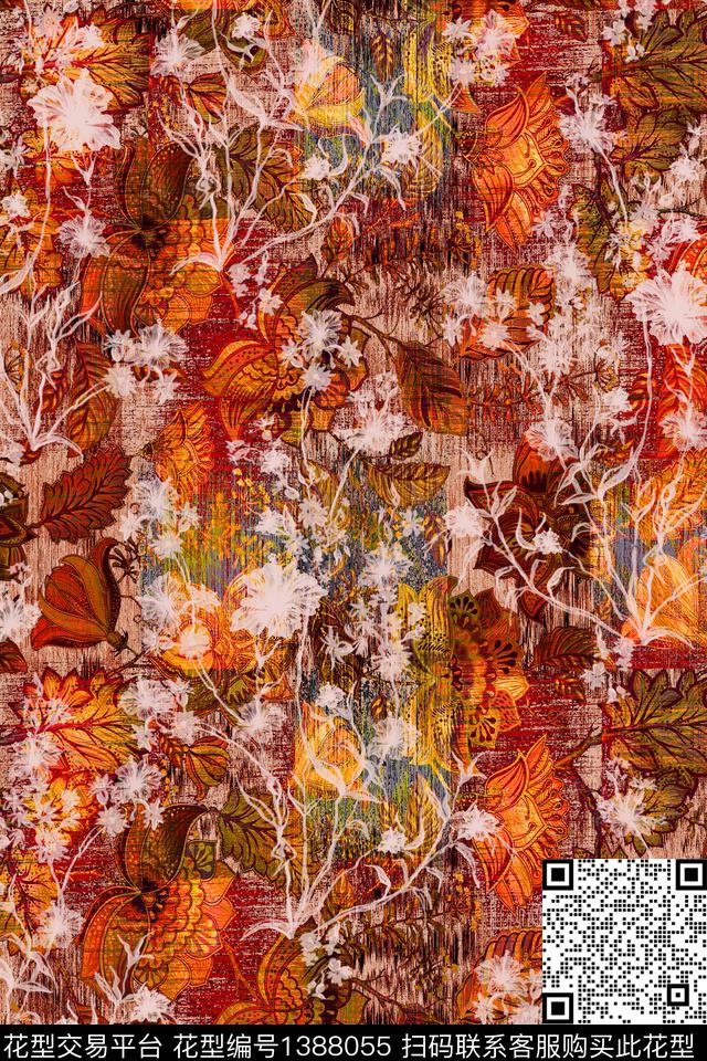 花卉棉麻中老年数码印花华亿平台下载（图片编号: 1388055） - 瓦栏（Walan）
