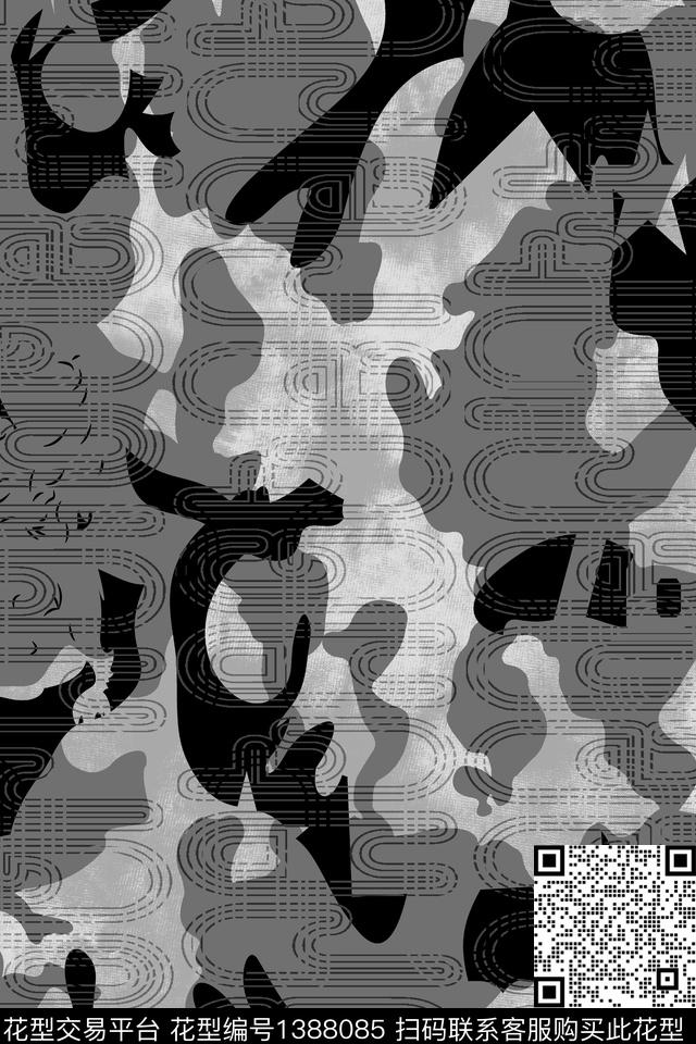 几何男装满版花迷彩传统印花华亿平台下载（图片编号: 1388085） - 瓦栏（Walan）