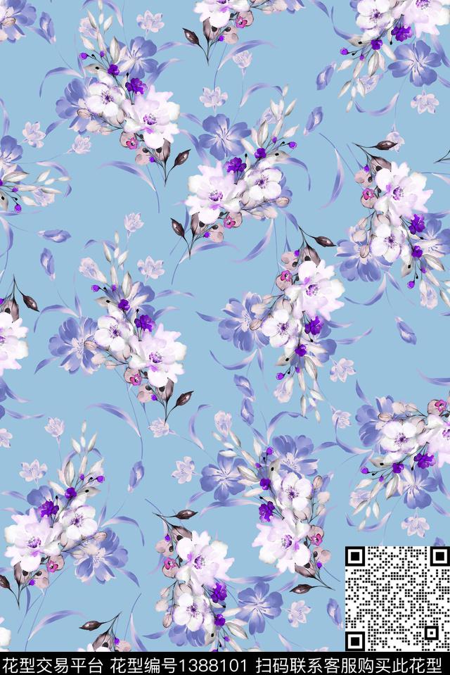数码华亿平台日韩花卉数码印花华亿平台下载（图片编号: 1388101） - 瓦栏（Walan）