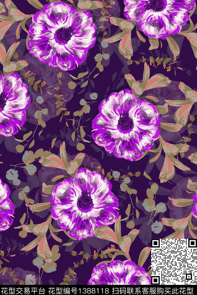 花卉花瓣大牌风数码印花华亿平台下载（图片编号: 1388118） - 瓦栏（Walan）