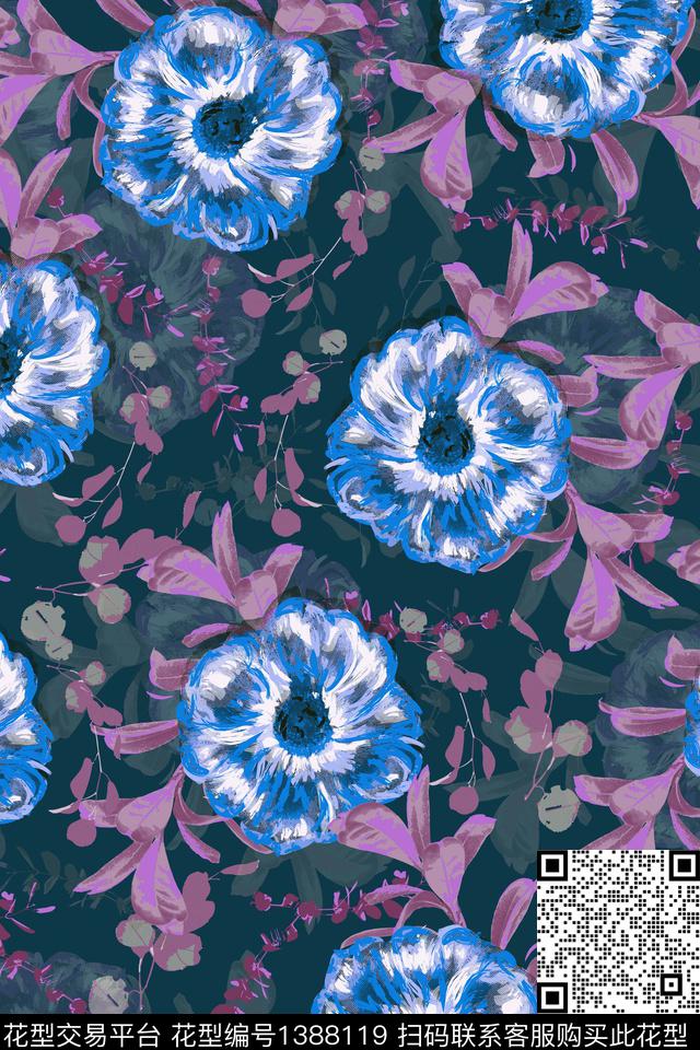 花卉花瓣大牌风数码印花华亿平台下载（图片编号: 1388119） - 瓦栏（Walan）