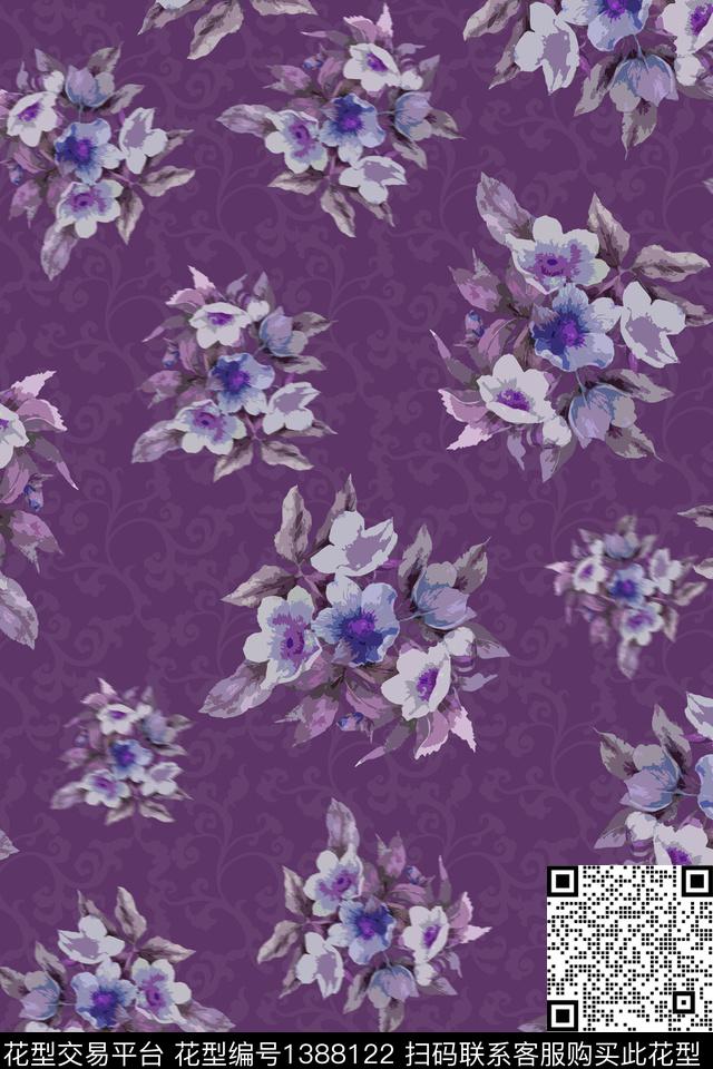 复古花卉花瓣数码印花华亿平台下载（图片编号: 1388122） - 瓦栏（Walan）