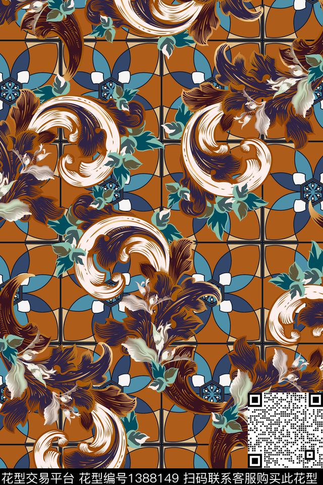女装民族风花卉数码印花华亿平台下载（图片编号: 1388149） - 瓦栏（Walan）