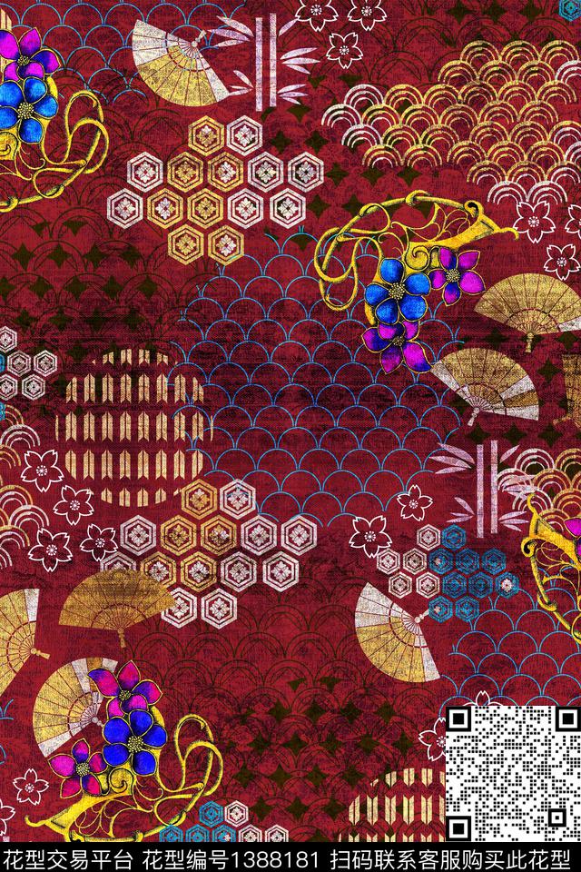 几何民族风香云纱数码印花华亿平台下载（图片编号: 1388181） - 瓦栏（Walan）