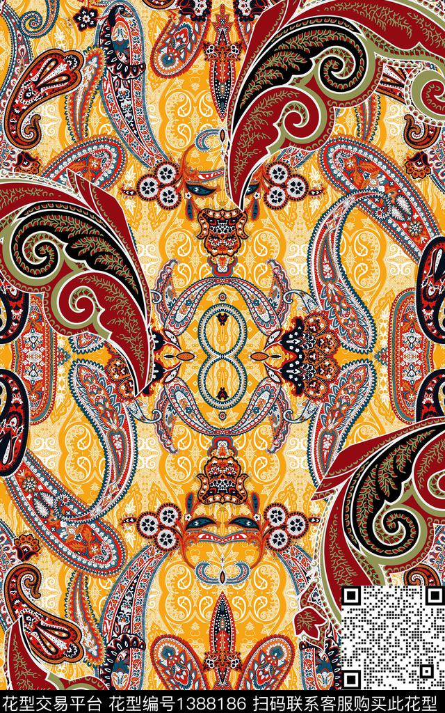 民族风满版散花佩服传统印花华亿平台下载（图片编号: 1388186） - 瓦栏（Walan）