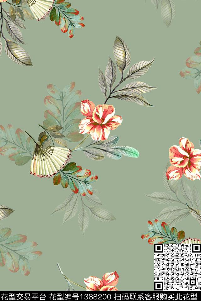 时尚小清新花卉趋势数码印花华亿平台下载（图片编号: 1388200） - 瓦栏（Walan）