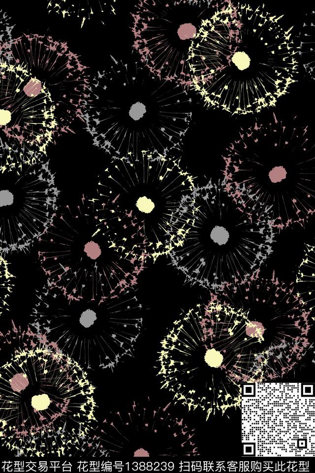 蒲公英抽象配饰传统印花华亿平台下载（图片编号: 1388239） - 瓦栏（Walan）