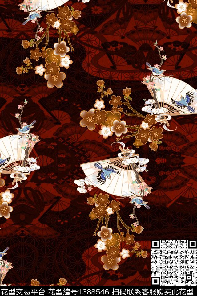 香云纱中国风复古旗袍花数码印花华亿平台下载（图片编号: 1388546） - 瓦栏（Walan）