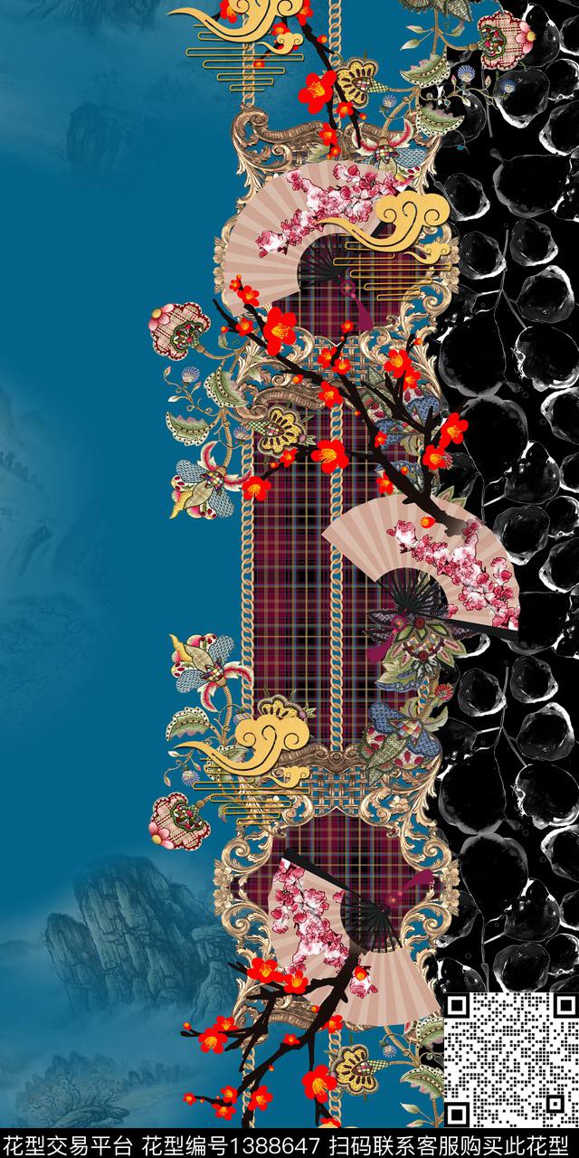定位花花卉中国风数码印花华亿平台下载（图片编号: 1388647） - 瓦栏（Walan）