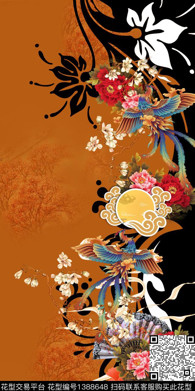 定位花花卉中国风数码印花华亿平台下载（图片编号: 1388648） - 瓦栏（Walan）