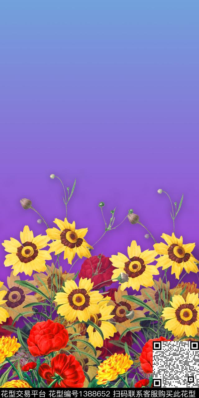 绿植树叶花卉大牌风数码印花华亿平台下载（图片编号: 1388652） - 瓦栏（Walan）