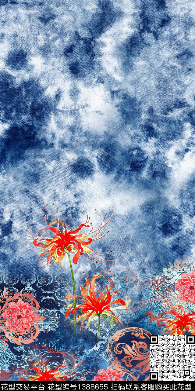 绿植树叶花卉大牌风数码印花华亿平台下载（图片编号: 1388655） - 瓦栏（Walan）