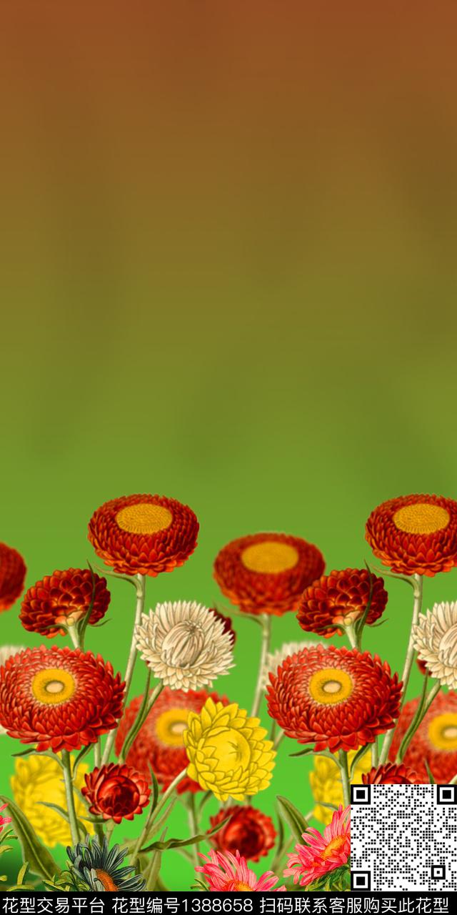 绿植树叶花卉大牌风数码印花华亿平台下载（图片编号: 1388658） - 瓦栏（Walan）