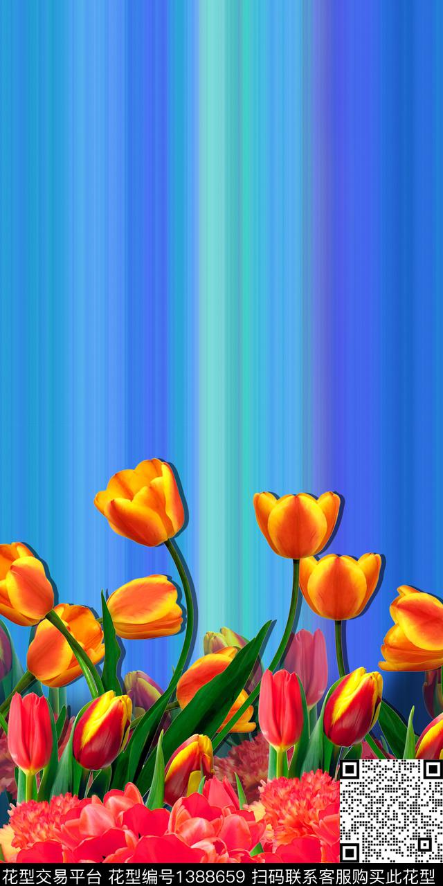 绿植树叶花卉大牌风数码印花华亿平台下载（图片编号: 1388659） - 瓦栏（Walan）