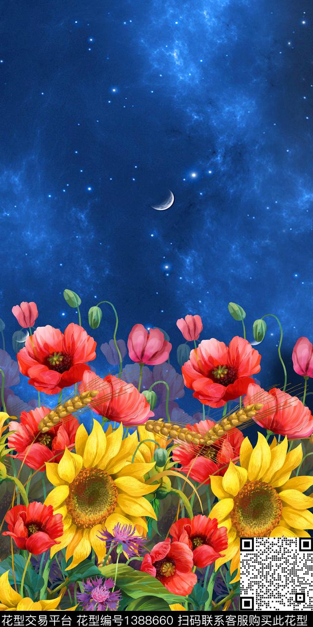 绿植树叶花卉大牌风数码印花华亿平台下载（图片编号: 1388660） - 瓦栏（Walan）