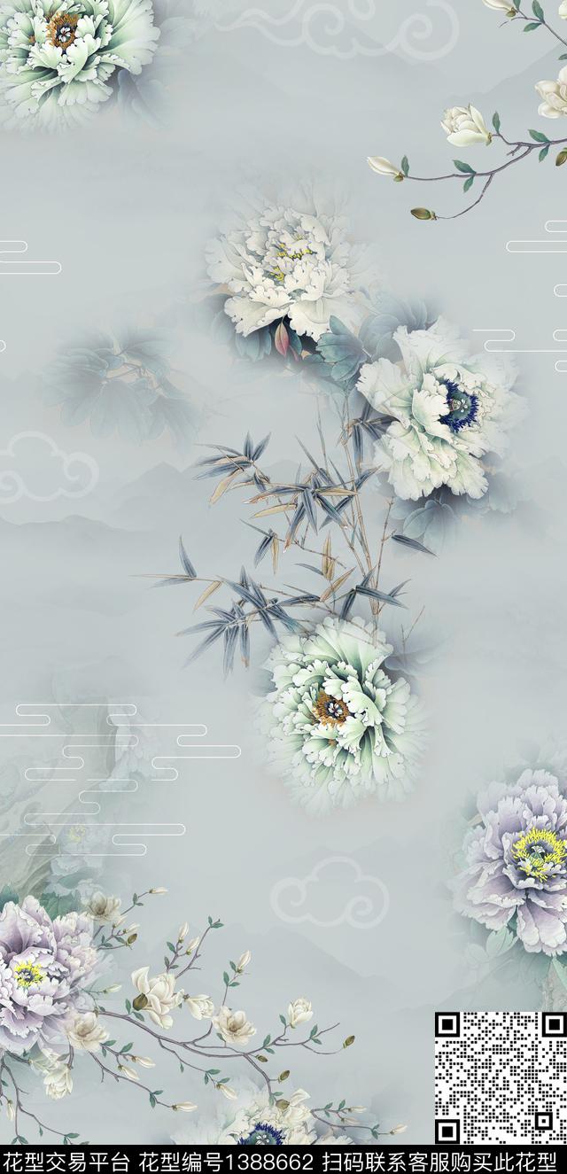 旗袍小清新中国风数码印花华亿平台下载（图片编号: 1388662） - 瓦栏（Walan）