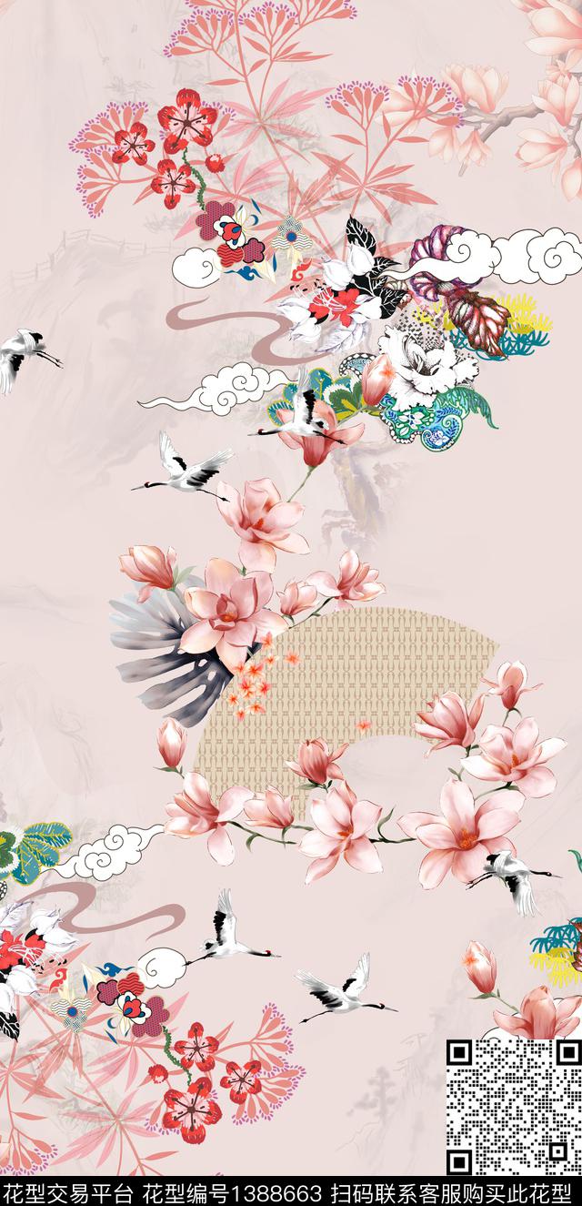 旗袍小清新中国风数码印花华亿平台下载（图片编号: 1388663） - 瓦栏（Walan）