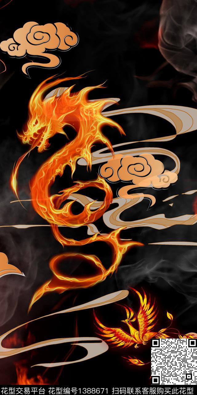 几何定位花中国风数码印花华亿平台下载（图片编号: 1388671） - 瓦栏（Walan）