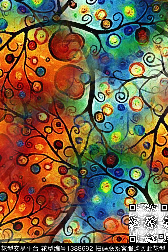 几何大牌风抽象数码印花华亿平台下载（图片编号: 1388692） - 瓦栏（Walan）