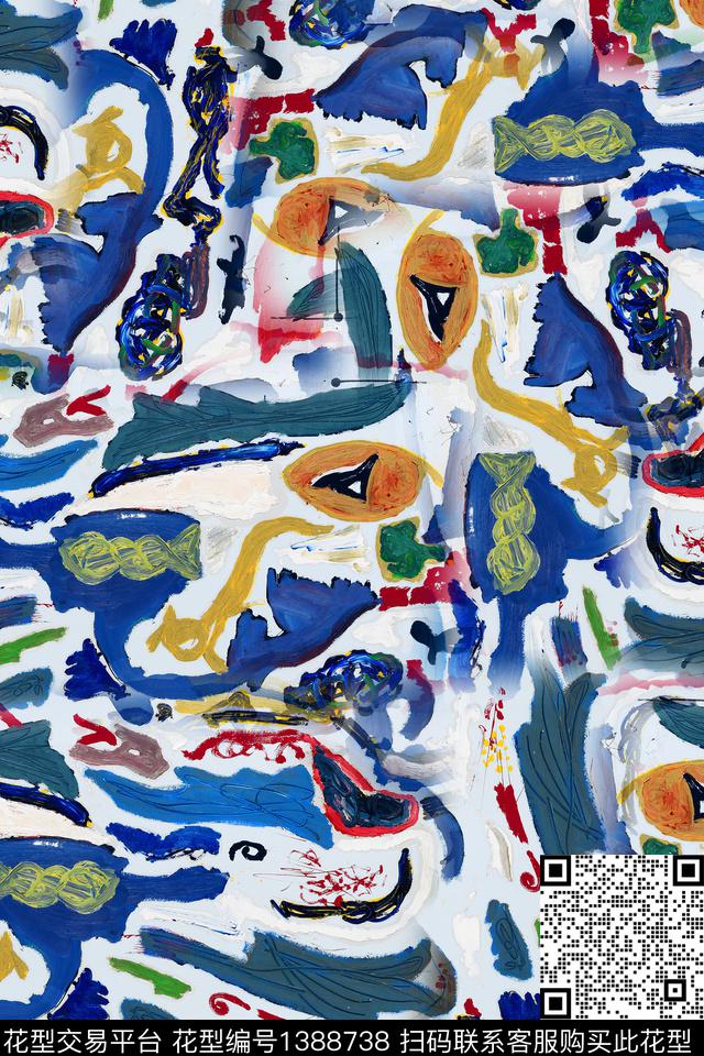 几何大牌风抽象数码印花华亿平台下载（图片编号: 1388738） - 瓦栏（Walan）