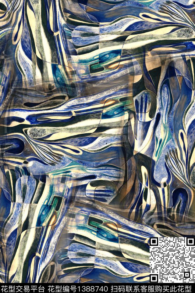 几何大牌风抽象数码印花华亿平台下载（图片编号: 1388740） - 瓦栏（Walan）