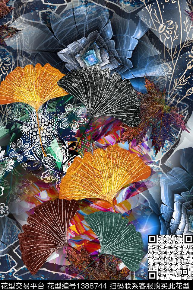 几何大牌风抽象数码印花华亿平台下载（图片编号: 1388744） - 瓦栏（Walan）