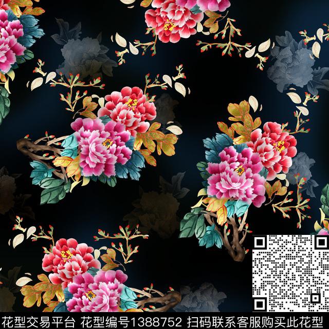 香云纱中老年中国风数码印花华亿平台下载（图片编号: 1388752） - 瓦栏（Walan）