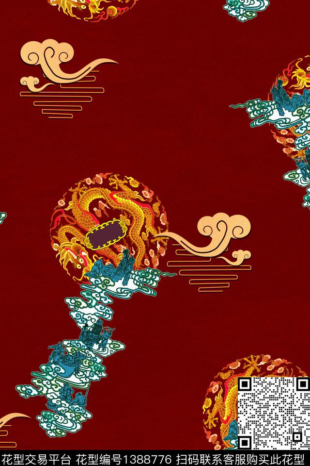 花卉香云纱中国风数码印花华亿平台下载（图片编号: 1388776） - 瓦栏（Walan）