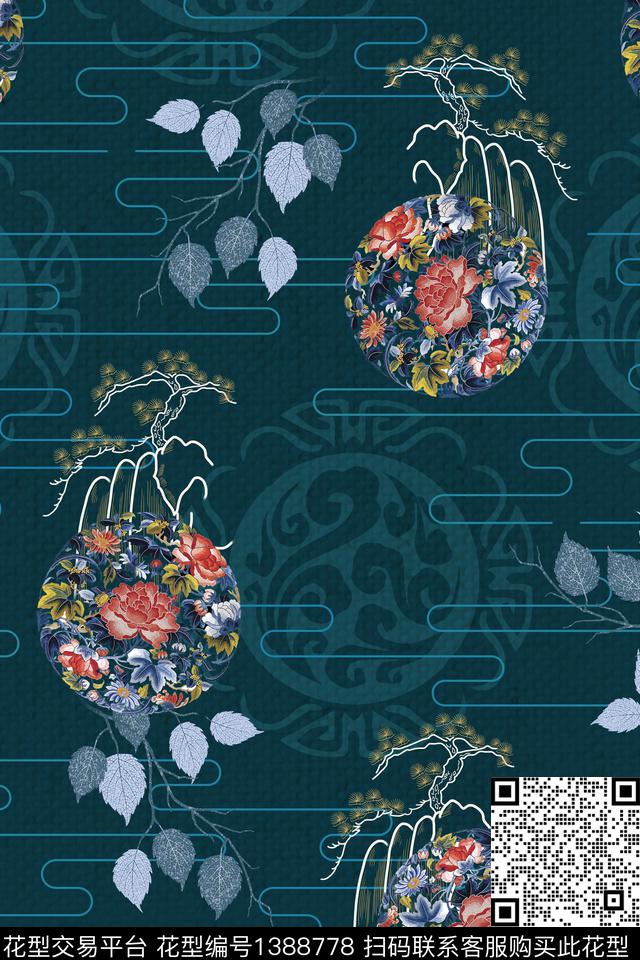 花卉香云纱中国风数码印花华亿平台下载（图片编号: 1388778） - 瓦栏（Walan）
