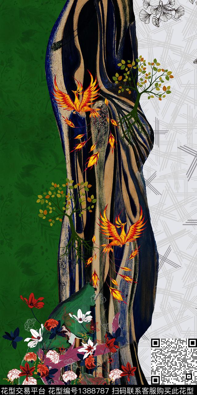 几何定位花条纹数码印花华亿平台下载（图片编号: 1388787） - 瓦栏（Walan）