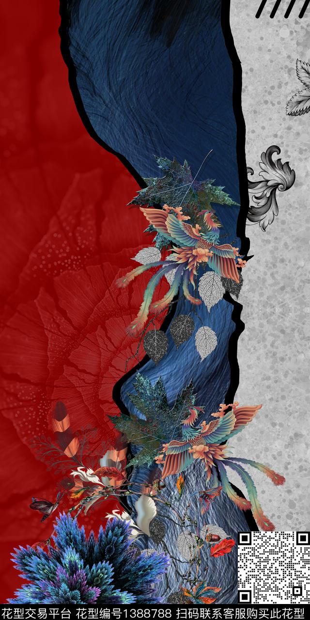 几何定位花条纹数码印花华亿平台下载（图片编号: 1388788） - 瓦栏（Walan）