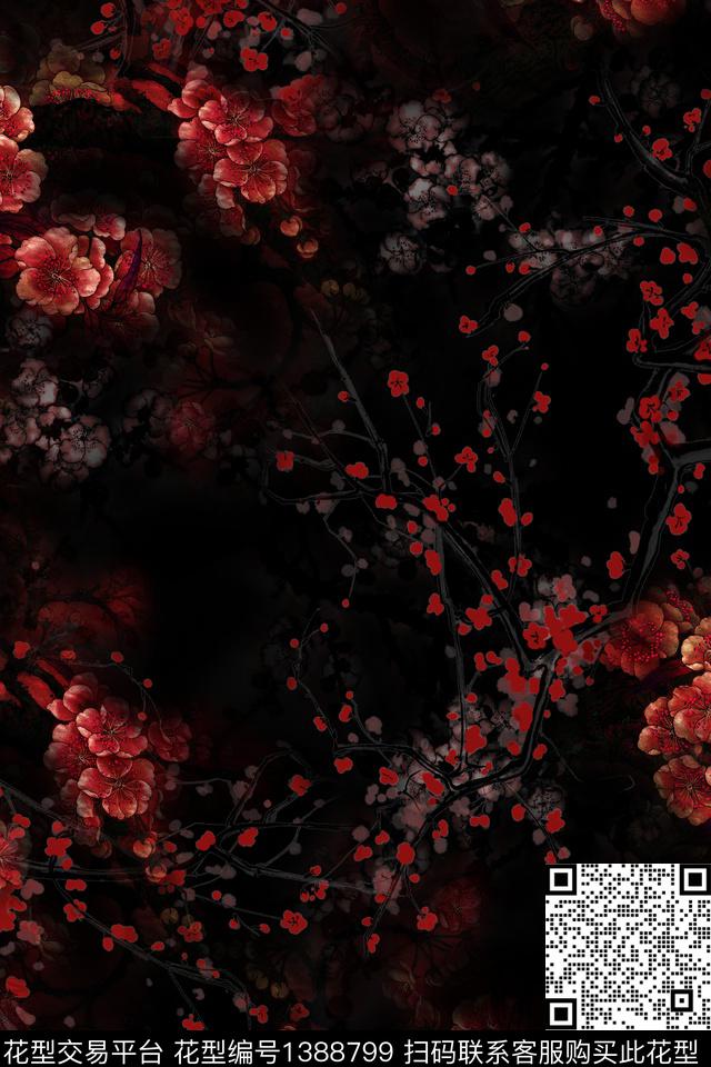 花卉大牌风小碎花数码印花华亿平台下载（图片编号: 1388799） - 瓦栏（Walan）