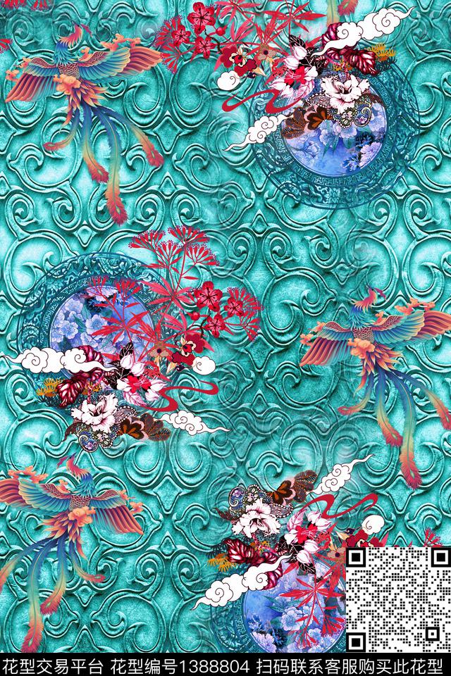 几何民族风大牌风数码印花华亿平台下载（图片编号: 1388804） - 瓦栏（Walan）