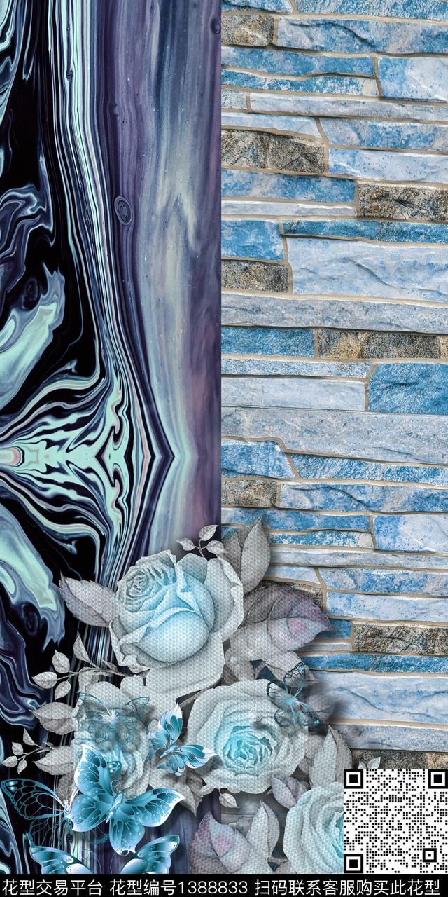 定位花绿植树叶条纹数码印花华亿平台下载（图片编号: 1388833） - 瓦栏（Walan）