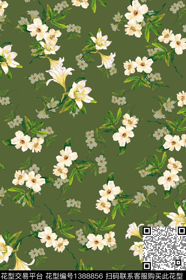 花卉大牌风休闲数码印花华亿平台下载（图片编号: 1388856） - 瓦栏（Walan）