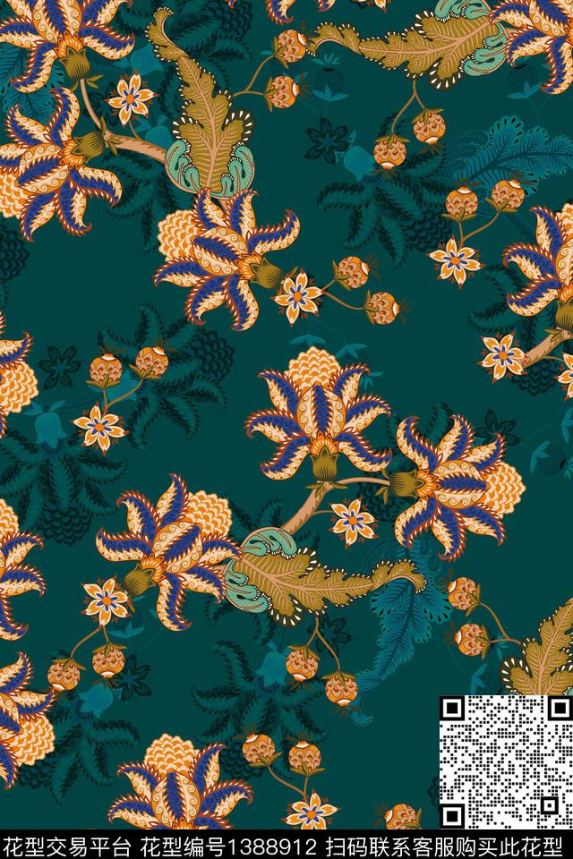 真丝中国风华亿平台旗袍数码印花华亿平台下载（图片编号: 1388912） - 瓦栏（Walan）