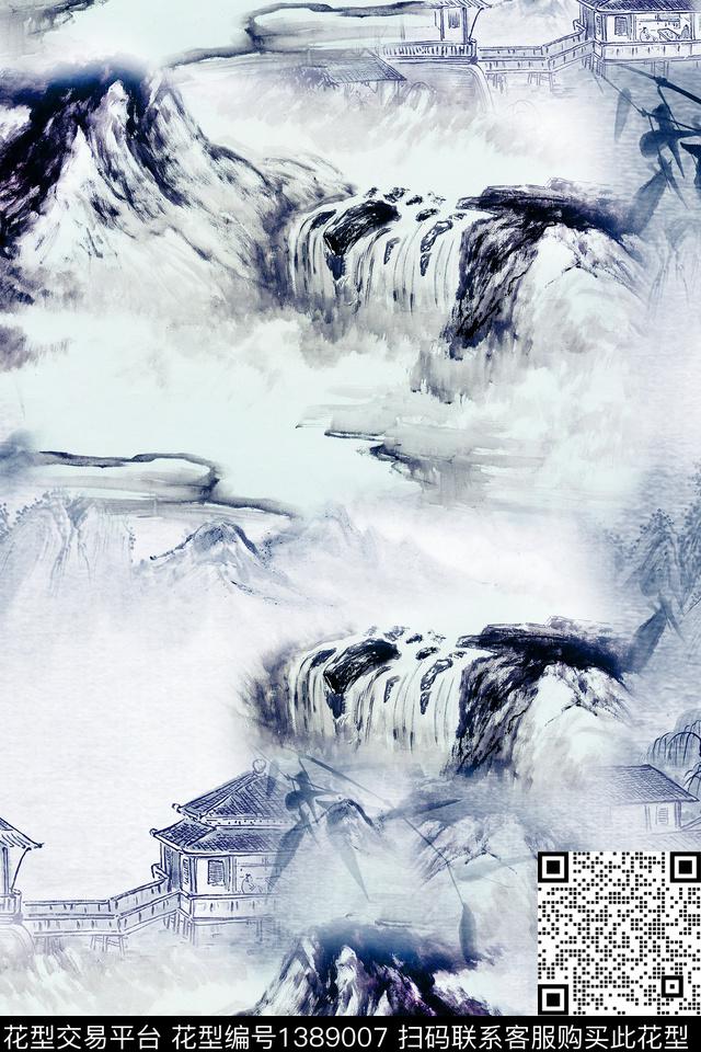 旗袍香云纱真丝数码印花华亿平台下载（图片编号: 1389007） - 瓦栏（Walan）