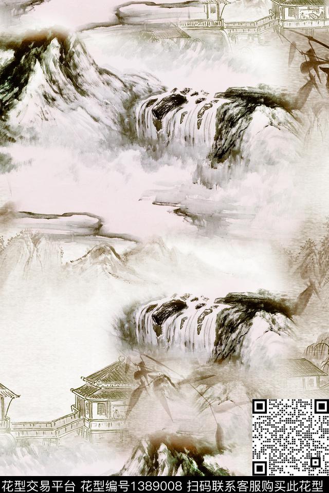 旗袍香云纱真丝数码印花华亿平台下载（图片编号: 1389008） - 瓦栏（Walan）